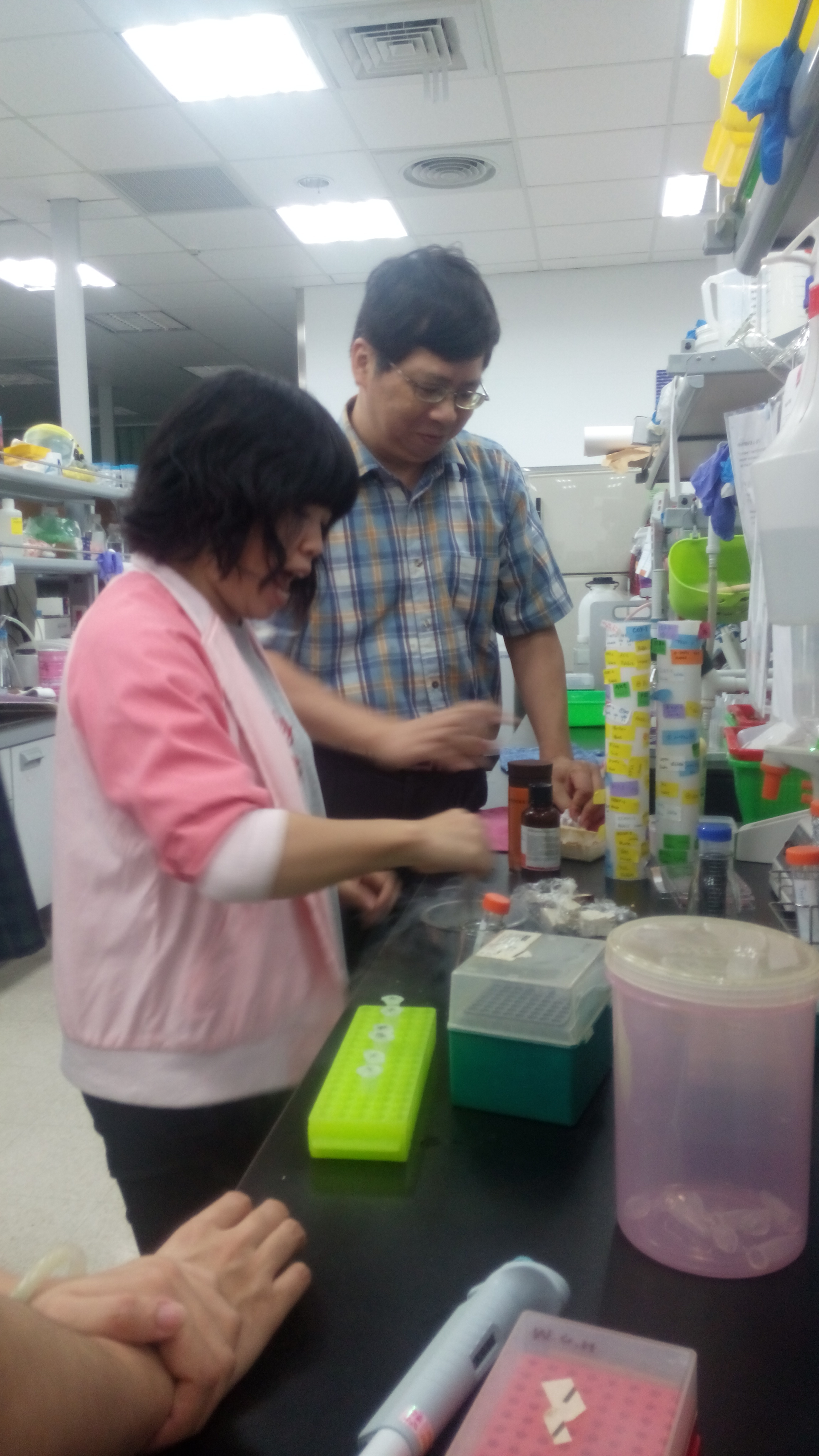 05/28黃文忠老師指導學生如何取得豆製品中的DNA